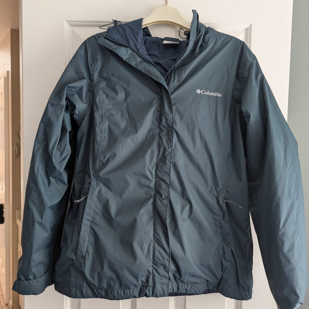 Columbia Jacket Cobalt Dark  Teal  Omni Tech Waterproof Jacket - Size Medium